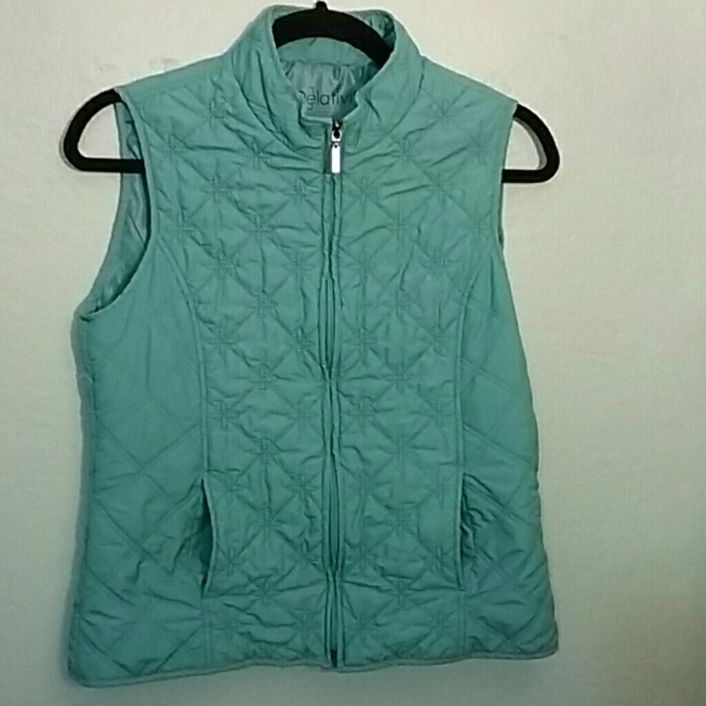 Aqua quilted vest Size S